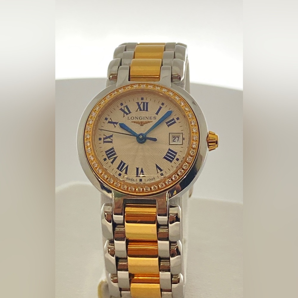 Longines PrimaLuna 18k Gold Steel DIamond Cream Dial Ladies Watch - Picture 7 of 16
